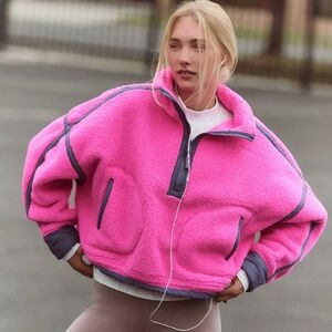 NWOT Free People Movement Mountain High Half Zip in Fuchsia Flirt